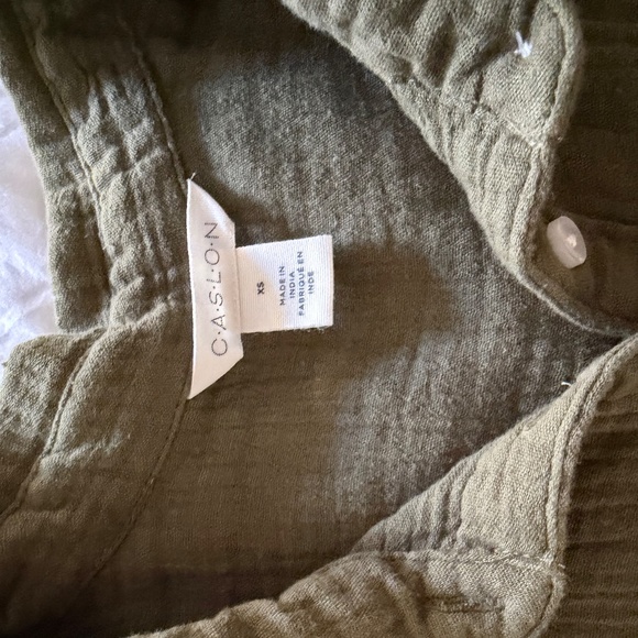 Caslon cotton gauze camp shirt, xsmall, Olive, never worn - Picture 4 of 6